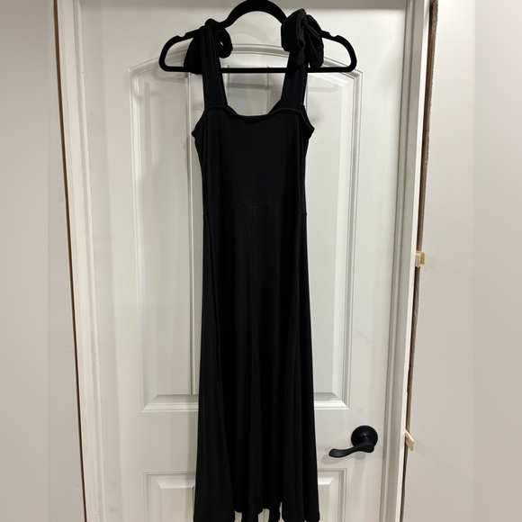 Jessica Simpson Black Sleeveless Shoulder Tie Midi Dress Size Medium - Picture 3 of 3